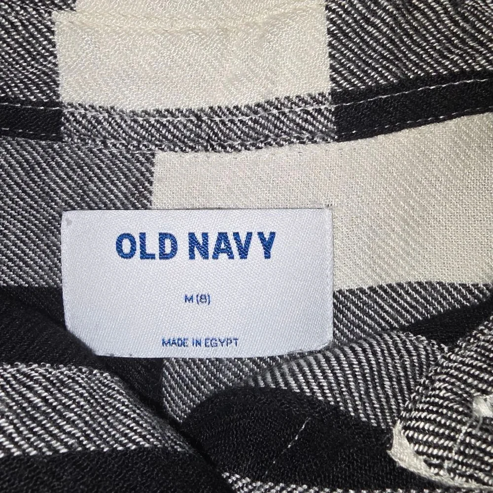 Old Navy Girls Plaid Button Down Shirt Black White M